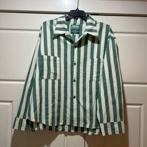 Big Bud Press Green and Cream Short Overshirt